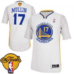 Maillot NBA Golden State Warriors #17 Chris Mullin Blanc Adidas Authentic Alternate 2015 The Finals Patch - Homme