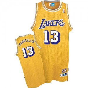 Maillot NBA Los Angeles Lakers #13 Wilt Chamberlain Or Adidas Authentic Throwback - Homme