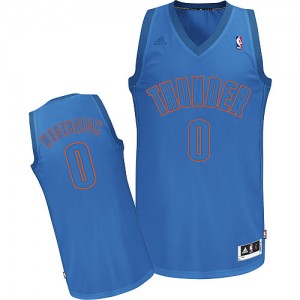 Maillot NBA Bleu Russell Westbrook #0 Oklahoma City Thunder Big Color Fashion Swingman Homme Adidas