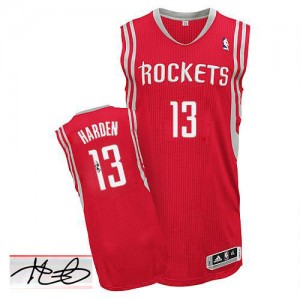 Maillot NBA Authentic James Harden #13 Houston Rockets Road Autographed Rouge - Homme