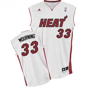 Maillot NBA Blanc Alonzo Mourning #33 Miami Heat Home Swingman Homme Adidas
