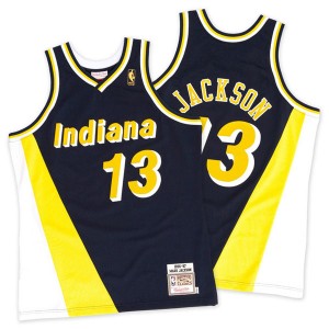 Maillot Authentic Indiana Pacers NBA Throwback Marine / Or - #13 Mark Jackson - Homme