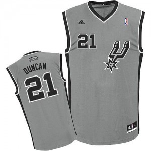 San Antonio Spurs Tim Duncan #21 Alternate Swingman Maillot d'équipe de NBA - Gris argenté pour Homme