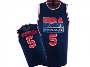 Maillot Nike Bleu marin 2012 Olympic Retro Swingman Team USA - David Robinson #5 - Homme