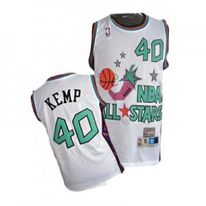 Maillot NBA Blanc Shawn Kemp #40 Oklahoma City Thunder SuperSonics 1995 All Star Authentic Homme Adidas