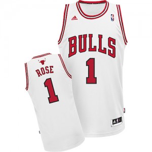 Maillot NBA Chicago Bulls #1 Derrick Rose Blanc Adidas Swingman Home - Enfants