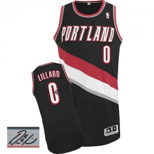 Portland Trail Blazers #0 Adidas Road Autographed Noir Authentic Maillot d'équipe de NBA vente en ligne - Damian Lillard pour Homme
