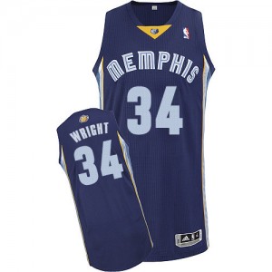 Memphis Grizzlies #34 Adidas Road Bleu marin Authentic Maillot d'équipe de NBA pas cher - Brandan Wright pour Homme