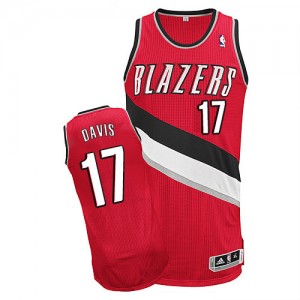 Maillot NBA Portland Trail Blazers #17 Ed Davis Rouge Adidas Authentic Alternate - Homme