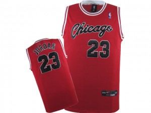 Chicago Bulls Nike Michael Jordan #23 Throwback Crabbed Typeface Authentic Maillot d'équipe de NBA - Rouge pour Homme