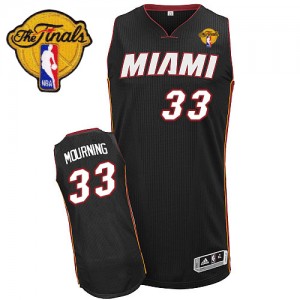 Maillot Adidas Noir Road Finals Patch Swingman Miami Heat - Alonzo Mourning #33 - Homme