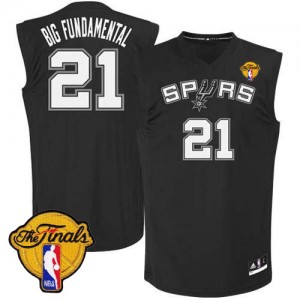 San Antonio Spurs #21 Adidas Big Fundamental Finals Patch Noir Authentic Maillot d'équipe de NBA magasin d'usine - Tim Duncan pour Homme