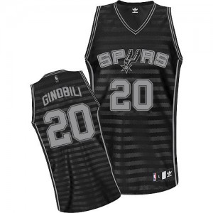 Maillot NBA San Antonio Spurs #20 Manu Ginobili Gris noir Adidas Authentic Groove - Homme