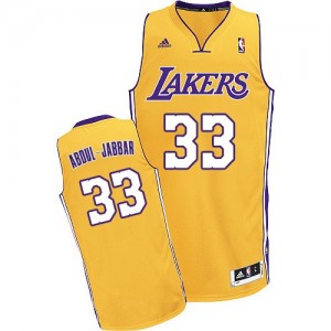 Maillot NBA Or Kareem Abdul-Jabbar #33 Los Angeles Lakers Home Swingman Homme Adidas