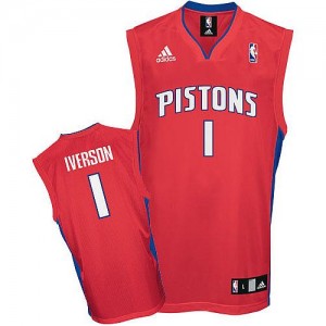 Detroit Pistons #1 Adidas Rouge Swingman Maillot d'équipe de NBA en vente en ligne - Allen Iverson pour Homme