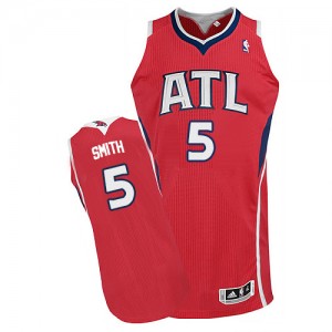 Maillot Adidas Rouge Alternate Authentic Atlanta Hawks - Josh Smith #5 - Homme