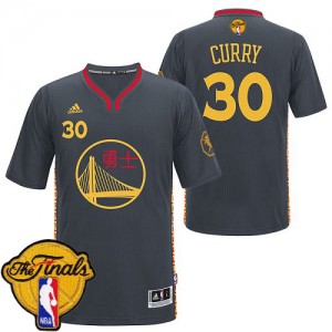 Maillot Authentic Golden State Warriors NBA Slate Chinese New Year 2015 The Finals Patch Noir - #30 Stephen Curry - Homme