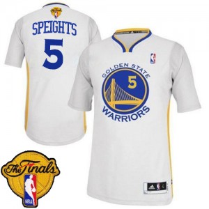 Maillot NBA Golden State Warriors #5 Marreese Speights Blanc Adidas Authentic Alternate 2015 The Finals Patch - Homme