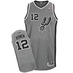 San Antonio Spurs #12 Adidas Alternate Gris argenté Authentic Maillot d'équipe de NBA 100% authentique - Bruce Bowen pour Homme