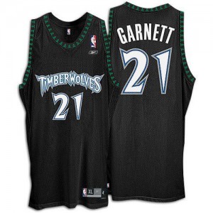 Maillot Authentic Minnesota Timberwolves NBA Throwback Noir - #21 Kevin Garnett - Homme
