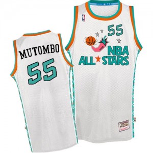 Denver Nuggets #55 Mitchell and Ness Throwback 1996 All Star Blanc Swingman Maillot d'équipe de NBA 100% authentique - Dikembe Mutombo pour Homme