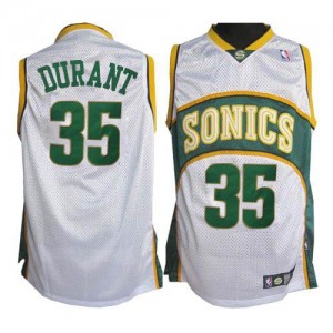 Maillot NBA Authentic Kevin Durant #35 Oklahoma City Thunder SuperSonics Blanc - Homme