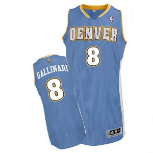 Denver Nuggets #8 Adidas Road Bleu clair Authentic Maillot d'équipe de NBA en soldes - Danilo Gallinari pour Homme