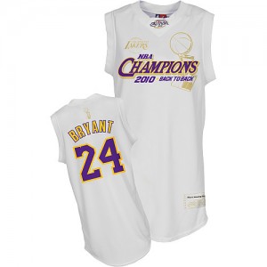 Maillot NBA Los Angeles Lakers #24 Kobe Bryant Blanc Adidas Swingman 2010 Finals Champions - Homme