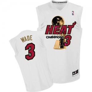 Maillot NBA Blanc Dwyane Wade #3 Miami Heat Finals Champions Authentic Homme Adidas