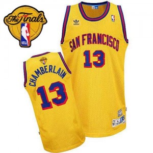 Maillot NBA Authentic Wilt Chamberlain #13 Golden State Warriors Throwback San Francisco 2015 The Finals Patch Or - Homme