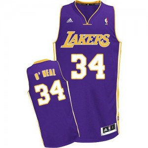 Los Angeles Lakers #34 Adidas Road Violet Swingman Maillot d'équipe de NBA vente en ligne - Shaquille O'Neal pour Homme