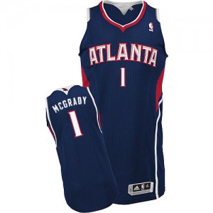 Maillot NBA Atlanta Hawks #1 Tracy Mcgrady Bleu marin Adidas Authentic Road - Homme