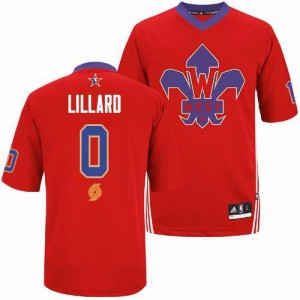 Maillot NBA Portland Trail Blazers #0 Damian Lillard Rouge Adidas Authentic 2014 All Star - Homme