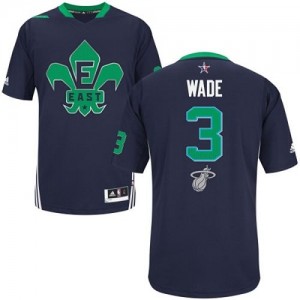 Maillot NBA Miami Heat #3 Dwyane Wade Bleu marin Adidas Authentic 2014 All Star - Homme
