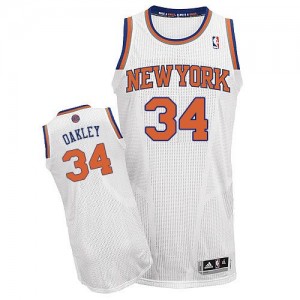 Maillot Adidas Blanc Home Authentic New York Knicks - Charles Oakley #34 - Homme