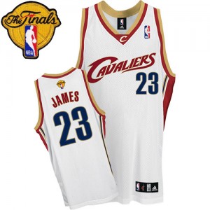 Maillot NBA Cleveland Cavaliers #23 LeBron James Blanc Adidas Authentic 2015 The Finals Patch - Homme