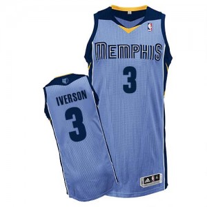 Memphis Grizzlies Allen Iverson #3 Alternate Authentic Maillot d'équipe de NBA - Bleu clair pour Homme