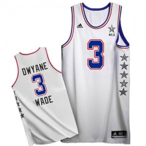 Maillot NBA Miami Heat #3 Dwyane Wade Blanc Adidas Authentic 2015 All Star - Homme