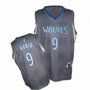 Maillot NBA Minnesota Timberwolves #9 Ricky Rubio Noir Adidas Authentic Rhythm Fashion - Homme