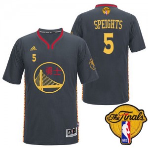 Maillot NBA Authentic Marreese Speights #5 Golden State Warriors Slate Chinese New Year 2015 The Finals Patch Noir - Homme