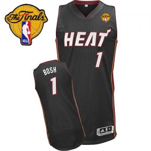 Maillot NBA Authentic Chris Bosh #1 Miami Heat Road Finals Patch Noir - Enfants