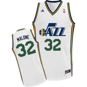 Maillot NBA Utah Jazz #32 Karl Malone Blanc Adidas Swingman Home - Homme