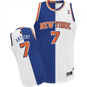 Maillot NBA Authentic Carmelo Anthony #7 New York Knicks Split Fashion Bleu Blanc - Homme
