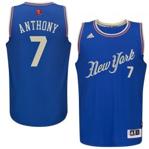 Maillot NBA Bleu Carmelo Anthony #7 New York Knicks 2015-16 Christmas Day Authentic Homme Adidas