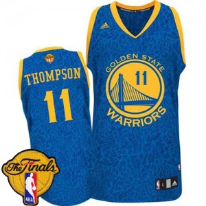 Maillot NBA Authentic Klay Thompson #11 Golden State Warriors Crazy Light 2015 The Finals Patch Bleu - Homme