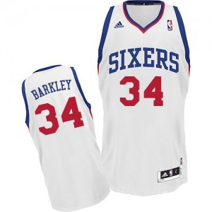 Maillot NBA Philadelphia 76ers #34 Charles Barkley Blanc Adidas Swingman Home - Homme