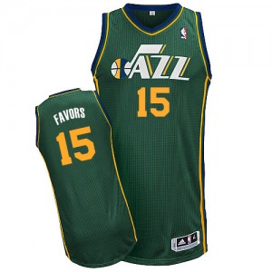 Maillot Adidas Vert Alternate Authentic Utah Jazz - Derrick Favors #15 - Homme