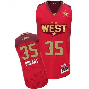 Maillot NBA Rouge Kevin Durant #35 Oklahoma City Thunder 2011 All Star Authentic Homme Adidas