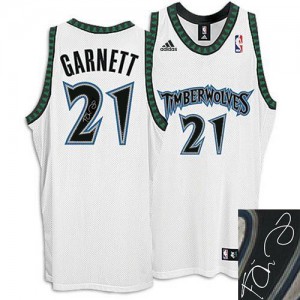 Maillot Authentic Minnesota Timberwolves NBA Augotraphed Blanc - #21 Kevin Garnett - Homme