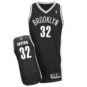 Maillot NBA Brooklyn Nets #32 Julius Erving Noir Adidas Authentic Road - Homme